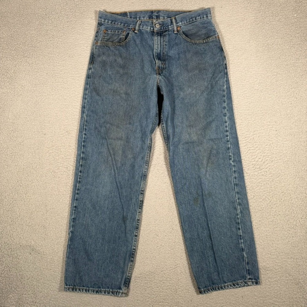 Levis Jeans Mens 34x30 Blue 550 Relaxed Fit Denim Logo Workwear Preppy 5 Pocket